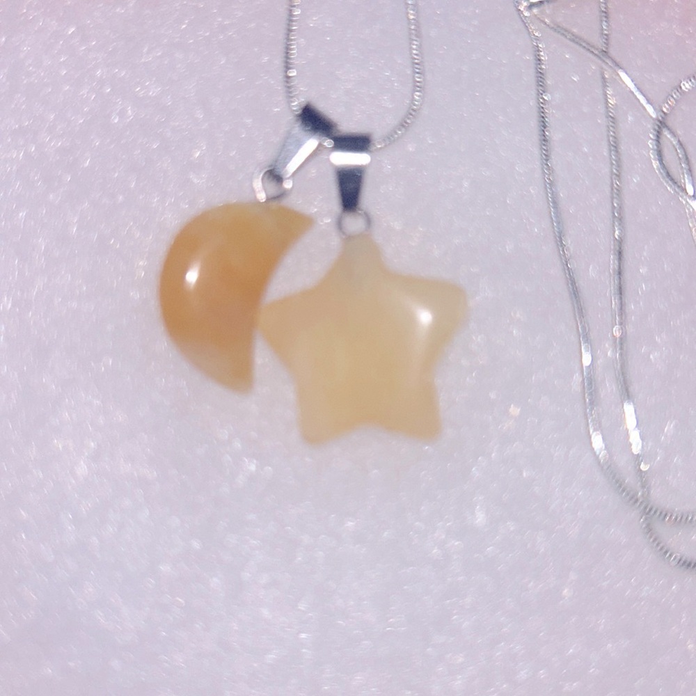 Boho hippie Agate Heart and Star Sterling Silver N…